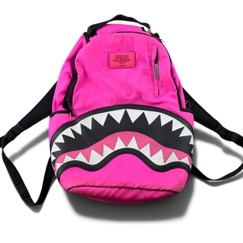 Sprayground Backpack Unisex Kids Pink Shark Central Shark Mouth Padded School